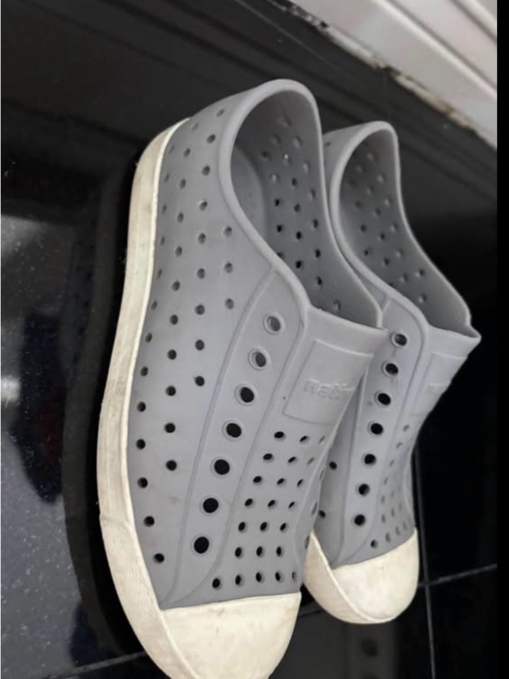 Native Kids Gray Perforated Slip-On Loafers